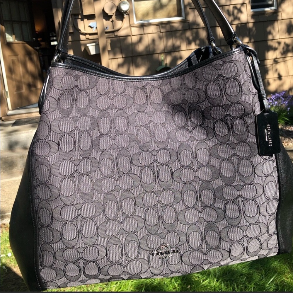 Coach signature jacquard print large shoulder bag